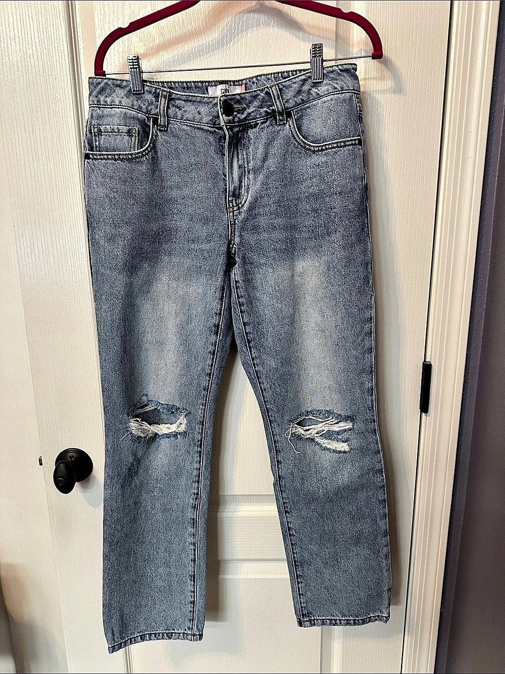 Cabi Women’s Jeans Straight Leg Distressed Blue Size 4